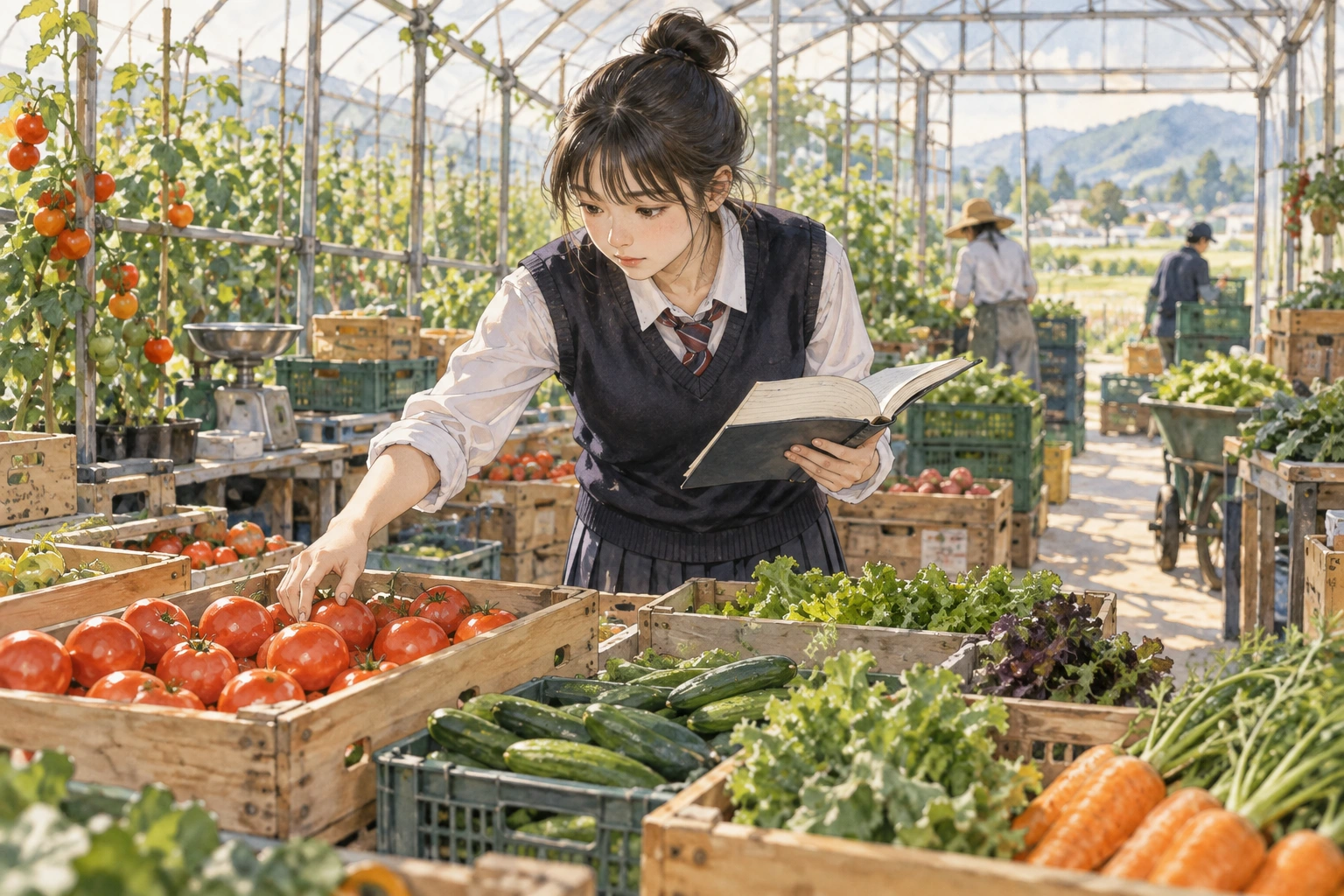 조사표의 빈칸을 확인하는 학생