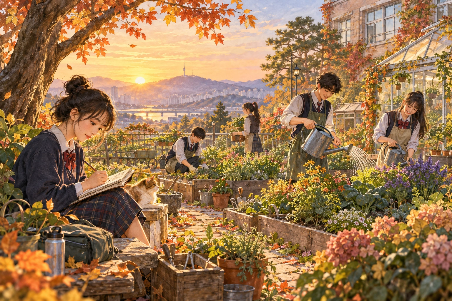 1학년 영어 4번째 학습 장면: 그늘과 묘목 성장