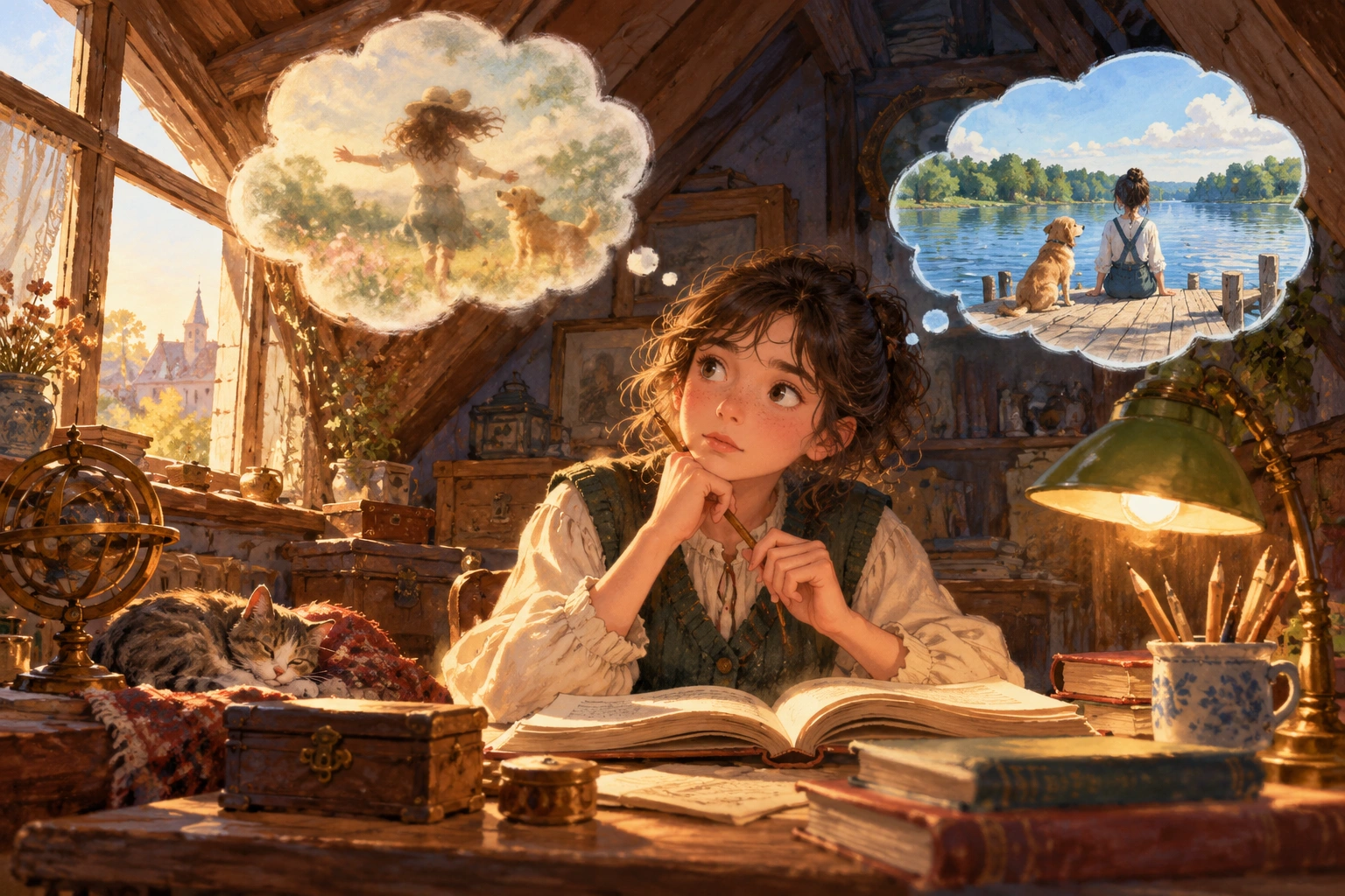 a student separating what a narrator remembers from what happened at an attic desk